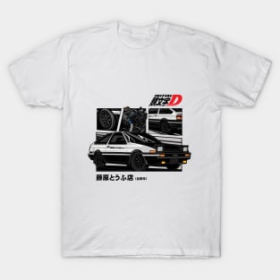 Toyota Ae86 Trueno Initial D Anime version 2 black T-Shirt